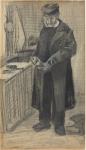 Man Polishing a Boot, 1882 (black chalk and gray wash, with white heightening on wove paper)