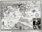 Map of America and directions to China as believed to be a copy of a 16th century original (litho) (b/w photo)