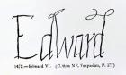Reproduction of the signature of Edward VI (1537-1553) (pen & ink on paper) (b/w photo)