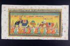 Dignitaries ride on the back of an elephant in a howdah attended by a mahout or elephant driver, Rajasthani miniature painting (w/c on paper)