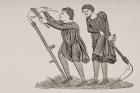 Serfs Labouring in the Fields with Scythes, after a miniature in a 12th century manuscript, from 'Le Moyen Age et La Renaissance' by Paul Lacroix (1806-84) published 1847 (litho)