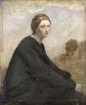 The brooding girl, c.1857 (oil on zinc)