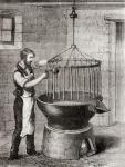 A chandler making candles in the 19th century, from 'Les Merveilles de la Science', published c.1870 (engraving)