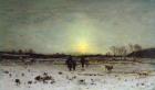 Winter Landscape at Sunset (oil on canvas)