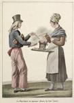 The Sausage Seller (coloured engraving)
