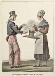 The Sausage Seller (coloured engraving)