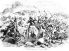 The Battle of Bannockburn in 1314 (engraving) (b/w photo)