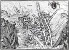 View of the Town of Liege, after a 16th century engraving (engraving) (b/w photo)