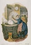 Making a Christmas Pudding, Christmas card, 19th century