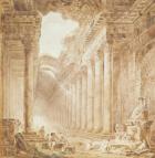 A Colonnade in Ruins, 1780 (pen & ink and w/c on paper)
