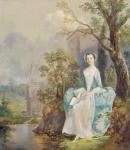 Girl with a Book Seated in a Park, c.1750 (oil on canvas)