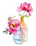Peony in vases, 2016, (watercolor)