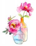 Peony in vases, 2016, (watercolor)