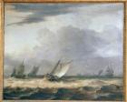 Boats in Stong Wind (oil on canvas)