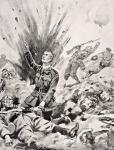 Reverend John Gwynn chaplain to Irish Guards giving Last Sacrament to dying German soldier just before he himself was killed on Hill 70 at Battle of Loos, France, October, 1915, from 'The War Illustrated Album, deLuxe', published in London, 1916 (litho)