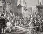 Swearing in of the deputies during the opening session of the Cortes of Cadiz, Spain, 1810, from 'The Universal Museum', engraved by Tomas Carlos Capuz (1834-99) and Salmon, published 1862 (engraving)