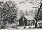 A frontier cabin, from 'The Pageant of America, Vol.3', by Ralph Henry Gabriel, 1926 (engraving)