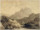 Mountainous Landscape, c.1780 (grey and brown wash on paper prepared with brown ground)