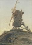 Windmill on a Knoll in a Landscape (w/c with bodycolour on paper)