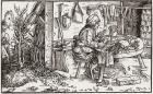 A self employed labourer working at home during the Tudor period in England. From a contemporary print.