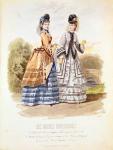 Fashion plate from 'Les Modes Parisiennes', 1870 (coloured engraving)