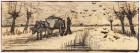 Ox-Cart in the Snow, from a series of four drawings representing the four seasons (pencil, pen & brown ink on paper) (see also 61644-6)