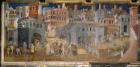 The effects of good government in cities, detail from the Allegory and effects of good and bad government in town and country, 1337-1343, (fresco) Hall of Peace, Palazzo Publico, Siena