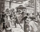 The street car strike of 1889, Rochester, New York, United States of America. A protest by workers against long hours, and exposure to the elements on open platforms in all kinds of weather. From The History of Our Country, published 1900