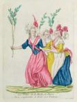 The market-women of Paris going to congratulate the Queen at the Tuileries (coloured engraving)