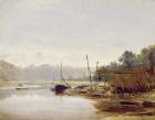 Boat Building near Dinan, Brittany, c.1838 (oil on paper on panel)