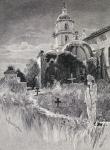 Graveyard and mission, San Luis Rey de Francia, California, from 'The Century Illustrated Monthly Magazine', May to October, 1883 (engraving)