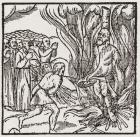 A heretic being burnt at the stake during the Tudor period in England. From a contemporary print.