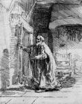 The blind Tobit, 1651 (etching) (b/w photo)