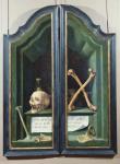 Vanitas, reverse of two panels from a triptych (oil on panel)
