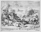 King James's troops are defeated at the Battle of the Boyne and flee, 1690 (etching)