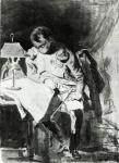 Napoleon studying his maps by lamplight, c.1800 (india ink)