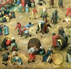 Children's Games (Kinderspiele): detail of bottom section showing various games, 1560 (oil on panel) (detail of 68945)