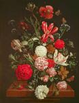 A Still Life of flowers in a glass vase, 17th century