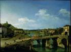 View of an Old Bridge Over the River Po, Turin, 1745 (oil on canvas)