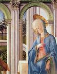 The Annunciation, detail of the Virgin Mary (oil on panel) (detail of 244961)