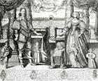 Family Portrait of Charles I (engraving) (b/w photo)
