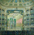 View of the Stage of the Paris Opera, Rue Richelieu, Paris (oil on canvas)