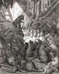 The Mice in Council, also known under the titles of 'Belling the Cat' and 'The Bell and the Cat', from a late 19th century edition of 'Fables de La Fontaine' (wood engraving)