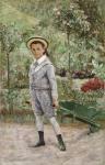 Boy with a Wheelbarrow, 1880 (oil on wood)