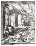 St. Jerome in his Study, 1514 (engraving) (b/w photo)