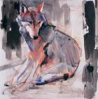 Sitting Wolf, 2000 (mixed media on paper)