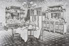 Family dining room of The White House in the 1890s, Washington D.C., United States of America (litho)