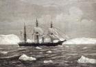 The North Pole Expedition: The Alert hoisting colours in honour of having attained the highest latitude of any ship on record, from 'The Illustrated London News', 1876 (engraving)
