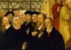 Epitaph of Meienburg's Mayor showing the reformers' group with Martin Luther, Philipp Menanchton, Caspar Cruciger, Justus Jonas, Erasmus von Rotterdam and Johannes Bugenhagen (oil on panel)