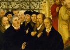 Epitaph of Meienburg's Mayor showing the reformers' group with Martin Luther, Philipp Menanchton, Caspar Cruciger, Justus Jonas, Erasmus von Rotterdam and Johannes Bugenhagen (oil on panel)